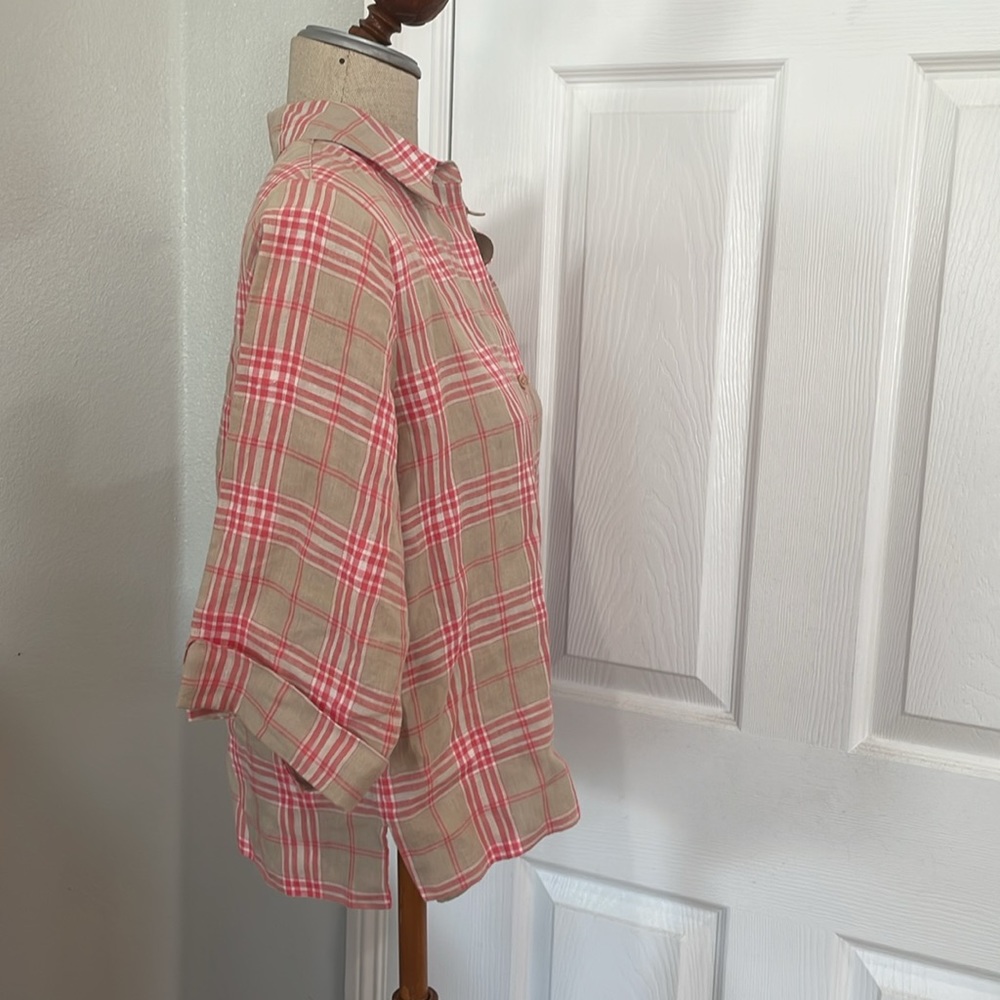 Westbound Essentials 100% Linen Button Down Plaid… - image 3